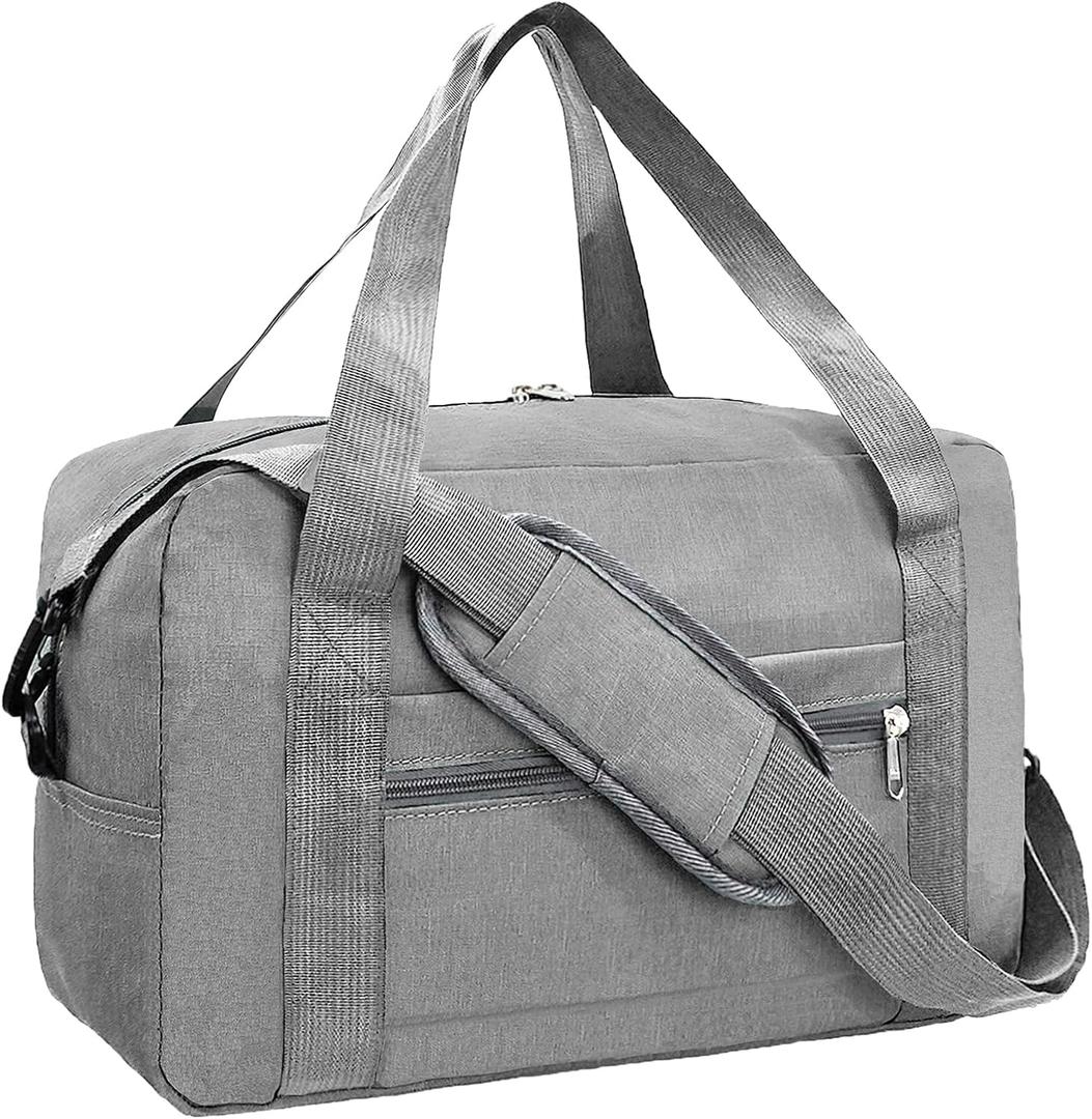 lifwimner Foldable Carry on Luggage Bag 22x14x9 Personal Item Bag for Airplanes Travel Duffel Bag for Women and Men (40L, Grey)