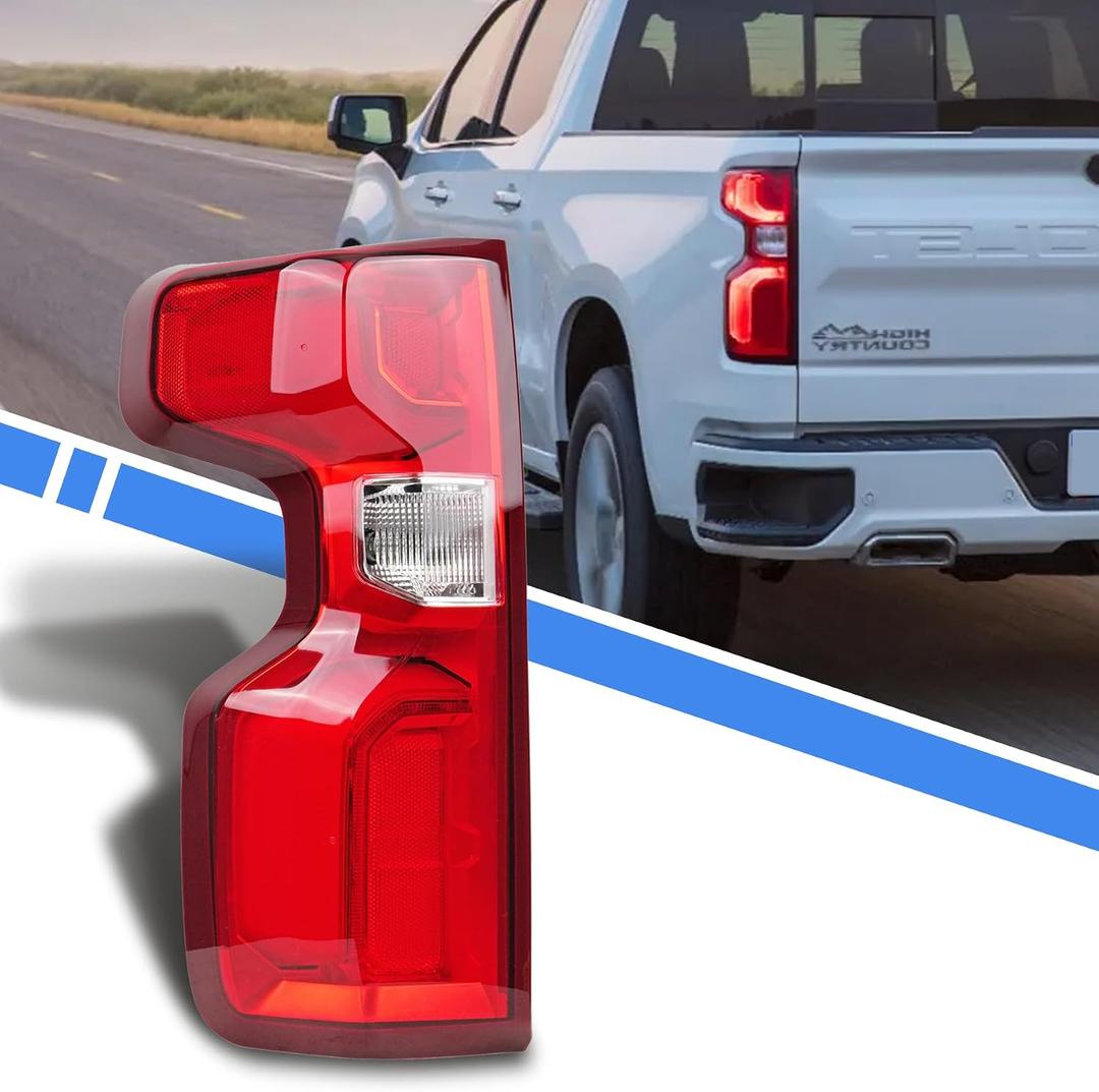 Driver Side LED Tail Light Assembly Compatible With 2019-2024 Chevy Silverado 1500, LED Style Left Rear Brake Lamp, with Bulb Harness, Replaces# 84678149 GM2800311