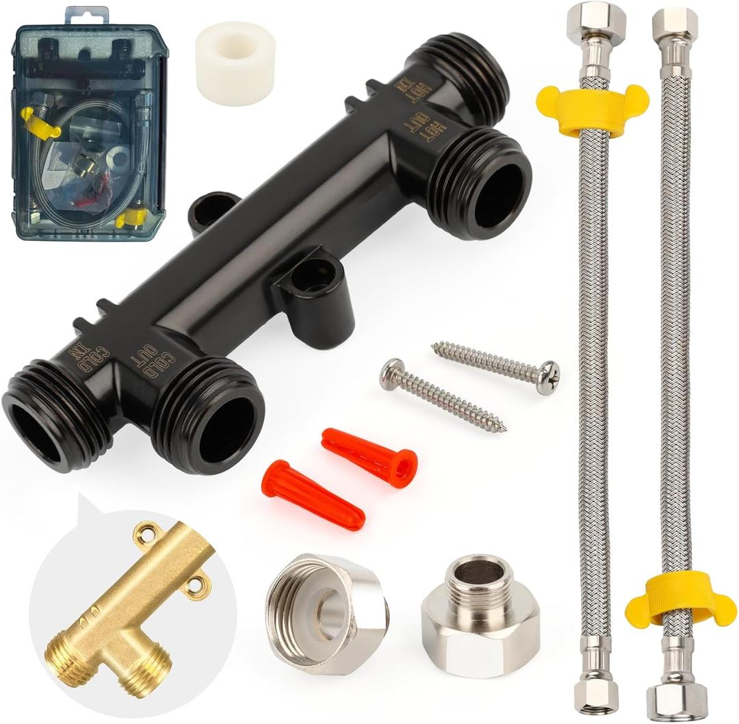 Upgraded WP596816 Hot Water Recirculating Pump Sensor Valve Kit,New Copper Finish,Compatible with watts premier 500800/500805&grundfos up comfort Systems,Includes 2x12" Lines, 2x1/2"x3/8" Fittings