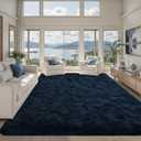9x12 Area Rugs for Living Room Fluffy Blue, Plush Soft Navy Blue Shag Carpet for Living Room Boys Book Room Nursery Kids Playroom Dorm Decor