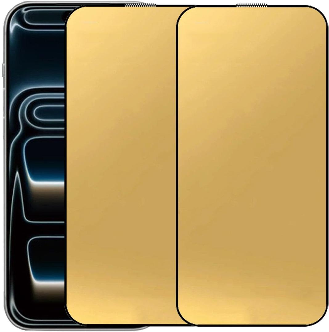 2 Pack Anti-Blue Tempered Glass Screen Protector Film for iPhone 17 Pro Max 6.9 inch Gold
