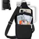 IPOW Magnetic Gym Bag Water Bottle Carrier Holder with Phone Pockets & Shoulder Strap for Men Women,Water Bottle Holder, Gym Pouch, Crossbody Bag for Travel, Sports, Work, Fitness - Black