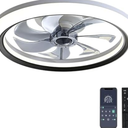 OUREDEEY 20" Ceiling Fan With Lights and Remote, Low Profile, 6 Wind Speeds, Dimmable Light, White Flush Mount, Smart Modern for Home (Black+Grey)