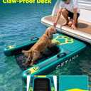 CETANA Inflatable Dog Boat Ramp with Deep Water Ladder, Crocodile EVA Non-Slip Platform, 210 lbs Floating Dog Pool Ramp, Portable Detachable Drop-Stitch Dog Dock Ramp with Tie-Down Ropes