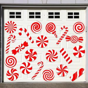 21PCS Christmas Garage Magnets Door Decorations Candy Xmas Car Magnetic Stickers Merry Christmas Door Decor Winter Holiday Large Reflective Gift Box Magnet Decals for Refrigerator Outside