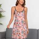 POKWAI Cami Nightgown for Women Summer Sleeveless Nightdress Chemise Sleepwear Soft Tank Nightshirt (Pink, XXL)