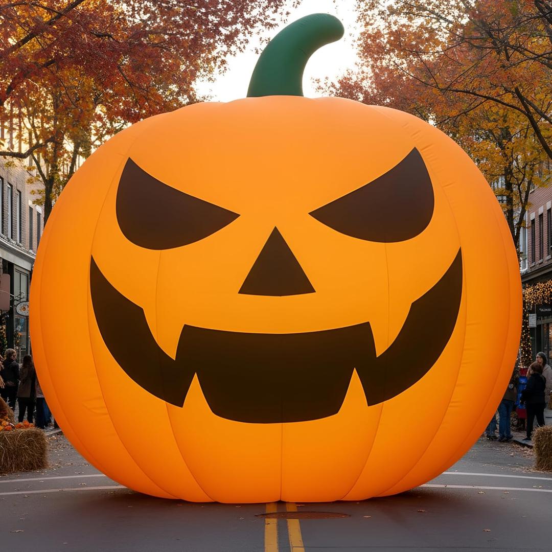 Leyndo 20Ft Giant Thanksgiving Inflatables Pumpkin Decorations Outdoor Extra Large Blow Up Pumpkin with Blower Built-in LED Lights for Party Yard Commercial Use Holiday Fall Festival Garden Lawn Decor