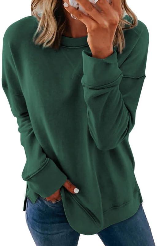 Dokotoo Women's Casual Crew Neck Sweatshirt Loose Soft Long Sleeve Pullover Tops (XX-Large, A Green)
