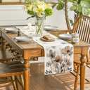 2 x Artoid Mode Brown Poppy Floral Leaves Spring Table Runner, Seasonal Summer Kitchen Dining Table Decoration for Home Party Decor 13x108 Inch