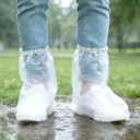 Disposable Waterproof Shoe Covers for Rain, 10 Pairs Non-Slip Rain Boot Covers for Women & Men, Plastic Disposable Shoe Protectors (Clear, One Size Fits Most)