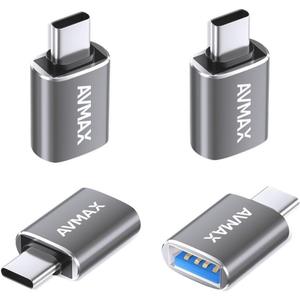 AVMAX USB C to USB Adapter 4 Pack,USBC Male to USB 3.0 Female OTG Adapter,Type C Male to A Female 3.0 OTG Adapter for Apple iPhone 16 15,Flash Thumb Drive,Mac,iPad,Samsung Galaxy