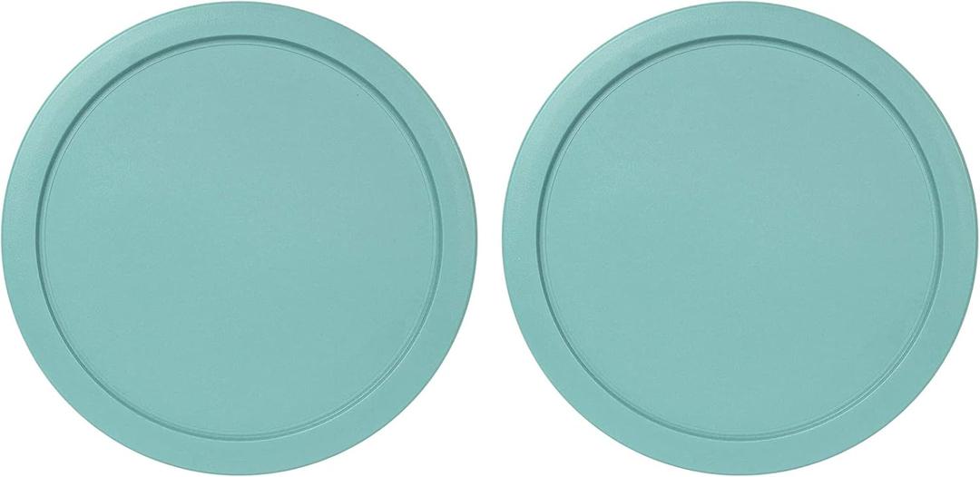 Replacement Lids fits Pyrex 2-Cup Glass Food Storage Container Bowls, 5-Inch Plastic Round Lids Covers for Pyrex 7200-PC, Airtight & Leakproof (2-Pack, Turquoise) (Turqoise)