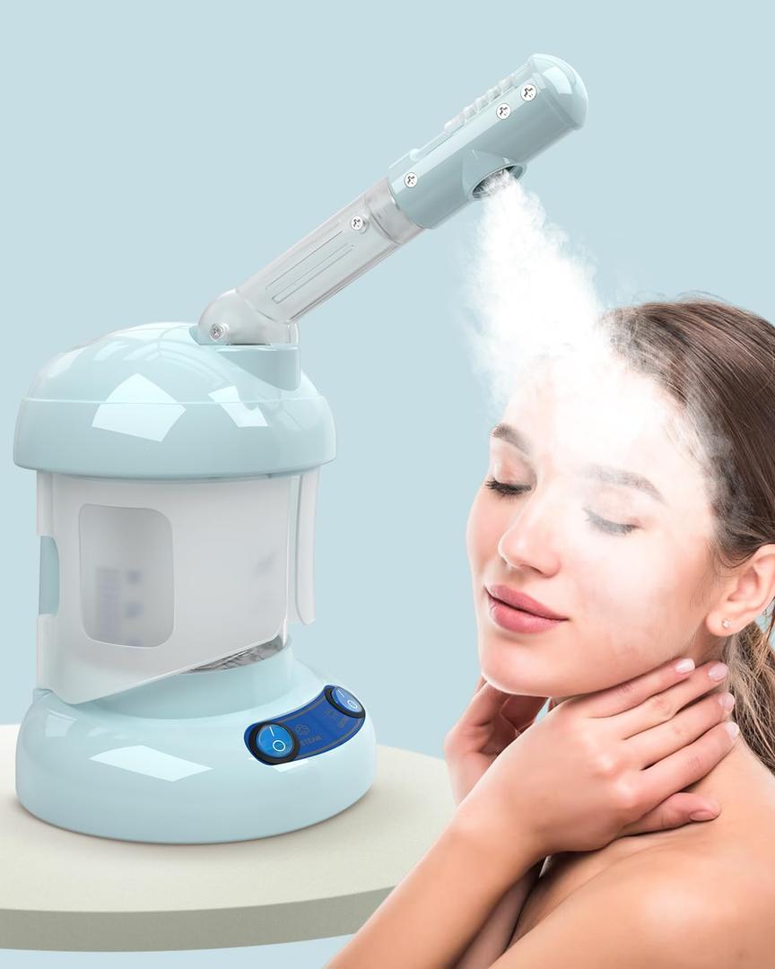 Kingsteam Tabletop Facial Steamer - Ozone Steamer with 360 Rotatable Arm - Professional Nano Ionic Facial Steamer for Deep Cleaning - Portable for Personal Care Use at Home or Salon, Blue