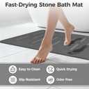 Extra Large Stone Bath Mat, 31.5'' x 20'' Diatomaceous Earth Stone Mat, Non-Slip Shower Rug, Quick Drying Stone Mats for Large Bathroom, Quick Drying, Easy to Clean (Dark Grey)