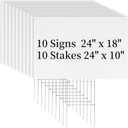 Newflager 10 Pack 18 x 24 Inches Large White Corrugated Plastic Yard Sign with Metal Stakes for Birthday, Real Estate Garage Sale Signs, Rent, Guidepost Decorations