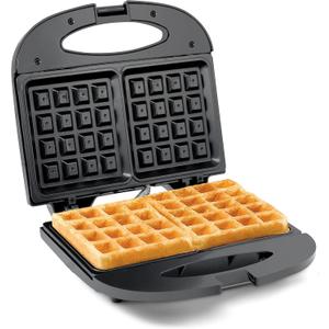 Elite Gourmet MaxiMatic Electric Nonstick Belgian Waffle Iron Snack Maker Machine, Breakfast, Sandwiches, Compact & Portable, 2 Slice, Black