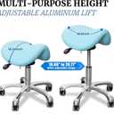 Saddle Stool with Wheels,Rolling Stool,Rolling Chair Ergonomic Swivel Rolling Chair with Hydraulic Lifting Height Adjustable Rolling for Office Medical Massage Salon Drafting(Blue)