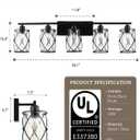 5-Light Matte Black Bathroom Light Fixtures Over Mirror, 38" UL-Listed Modern Wall Sconce Lights with Clear Glass and Metal Cage for Bath, Hardwire E26, CH9176BK-5W, 5-Light, 38.5" L