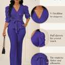 Ekaliy Dressy 2 Piece Pant Sets for Women Fall Outfits Ruffle Top Wide Leg Business Pantsuits (Purple, XL)