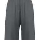 Tongmingyun Women's Casual Smocked Jumpsuits Loose Elastic Waist Wide Leg Flowy Long Pants Rompers (Gray, L)