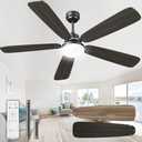 Ceiling Fans with Lights and Remote, 52 Inch Modern Ceiling Fan with Light, Downrod & Flush Mount, Quiet DC Motor, Dual Finish 5 Blades Ceiling Fan for Bedroom Living Room Farmhouse Indoor