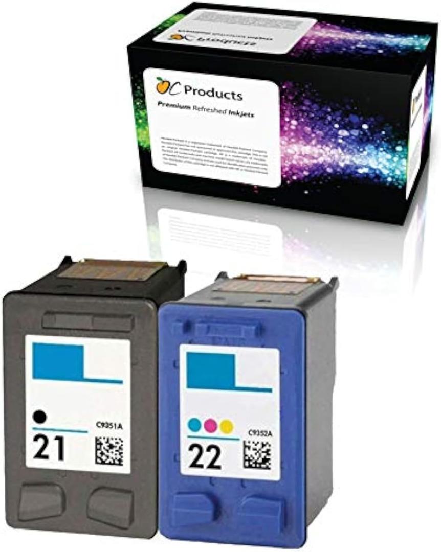 Refilled Ink Cartridge Replacement for HP 21 and HP 22 for PSC 1410 Deskjet F4180 F2280 D2360 D1560 D2460 Officejet 4315 (1 Black 1 Color)