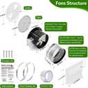 512M Bathroom Exhaust Fan, 6 Inch Wall Mounted Kitchen Exhaust Fan with White Grille, 80 CFM 4.0 Sones, 15-Inch Retractable Duct, Garage Fan, Bathroom Fan, Attic Fan