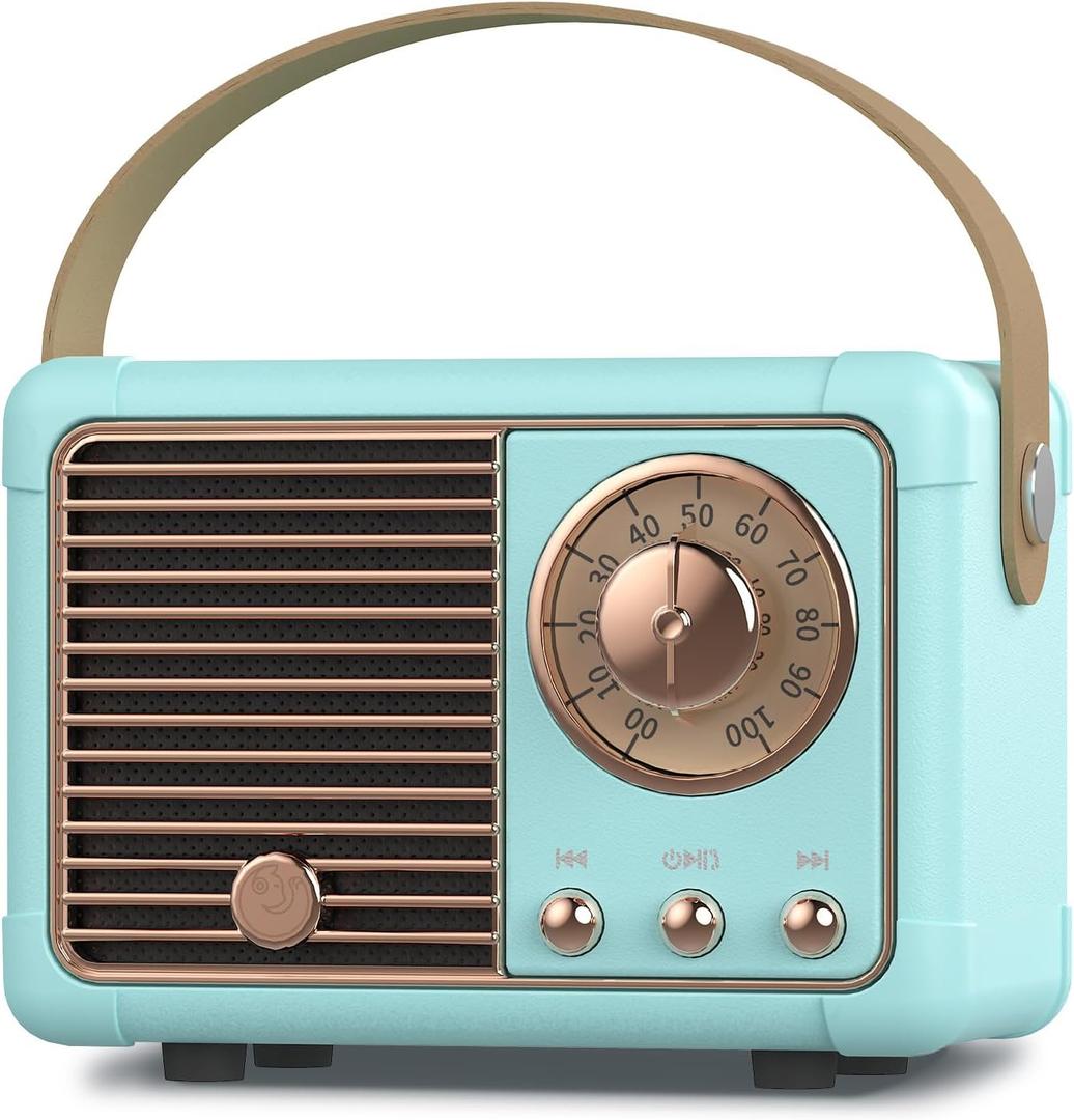 PRUNUS J-999 Retro Bluetooth Speaker,Vintage Decor,Mini Wireless Bluetooth Speaker,Cute Old Fashion Style Support USB/TF Card/AUX for Kitchen Desk Bedroom Office Party Outdoor(Blue)