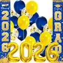 Graduation Decorations Navy Blue Gold 2026/Blue Yellow Graduation Party Decorations Class of 2026 Banners Yard Sign Congrats Grad/Navy Blue Yellow Balloons for High School College