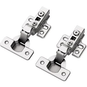 20pcs Inset Cabinet Hinge Frameless Concealed Door Hinges European Soft Closing Four-Hole Mounting Plate Hinges Nickel Plated Finish (10 Pairs)