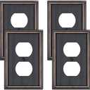 4 Pack Oil Rubbed Bronze Outlet Cover, Decorative Wall Plate for Electrical Outlets, Solid Zinc Alloy Switch Plates and Outlet Covers 1-Gang Duplex Receptacle Covers Wall Plates