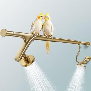 Dual Shower Head System for Couples - Double Shower Heads for Two People - 2 Person Showerhead Gifts - Thicker 304 Stainless Steel, High Pressure, Adjustable, Bathroom Upgrade, SPA-Like - Golden