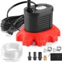 FIDISP Pool Cover Pump, 850 GPH Water Pump for Pool Draining With 4 Hose Adapters, 20 FT Drain Hose, 25 FT Power Cord, Pool Cover Pumps Above Ground for Drainage of Pool Covers, Ponds and Tubs(Red)
