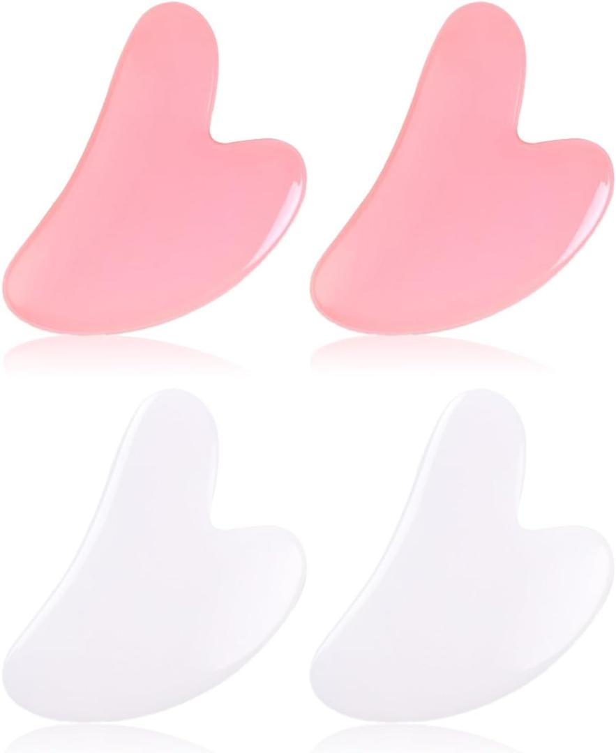 Gua Sha Tool for Face and Body, Facial & Neck Massager to Eliminate Puffiness, Prevent Wrinkles, Boost Complexion, SPA Skin Care Gift for Women (Pink,White)