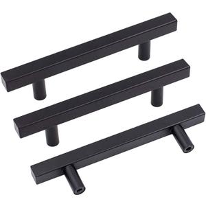Goldenwarm 5 Pack Black Cabinet Handles 5"(128mm) Matte Black Cabinet Pulls T Bar Drawer Pulls for Kitchen Cupboard & Drawer Hardware