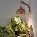 Bstrip Hanging Grow Lights for Indoor Plants, 18W Full Spectrum, Boho Rattan Lantern Shade, 3800K Wall-Mounted Decorative Plant Light with 9.8FT Power Cord, Ideal for Tall Plants, Flowers