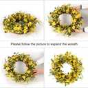J'FLORU Artificial Spring Wreath 22 Inch Summer Wreaths for Front Door Yellow Daisy Wreath for Indoor Outdoor Home Decor and Easter Celebration