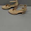 DREAM PAIRS Women's Closed Round Toe Low Block Heels Ankle Strap Chunky Heel Pumps Dress Wedding Office Party Shoes, Size 7, Beige