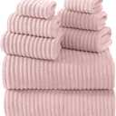 REDKISS Pink Microfiber Bath Towels Set 8 Piece - 70x35 Inches Bathroom Towels of 8 Large, Oversized Bath Towel with 2 Hair Towel Wrap, Highly Absorbent Soft Shower Towels for Bathroom, Hotel, Gym