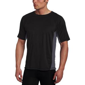 Kanu Surf Men's Short Sleeve UPF 50 Swim Shirt Rash Guard Sun Shirt  (Large, Black/Charcoal)