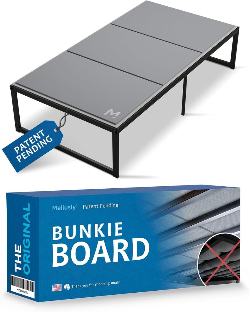 Meliusly Premium 10mm Bunkie Board Twin Size (38x75'') Patent Pending Low Profile Bed Board Design - Breathable, Noise Minimizing, Moisture Resistant Bunkieboards, Low Profile Bed Support