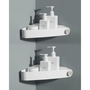 Sotfamily Shower Caddy Corner, 2 Pack Adhesive Corner Shower Shelves for Bathroom Organizers and Storage, Rust Free Plastic Rack for Bathroom Accessories & Decor, White