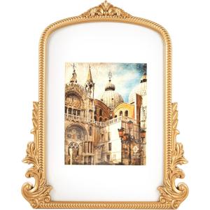 Concepts 11x17 Matted To 8x10 Gold Ornate Wooden Picture Frame With HD Clear Glass, Extra Durable Photo Frames - Wallhung Display
