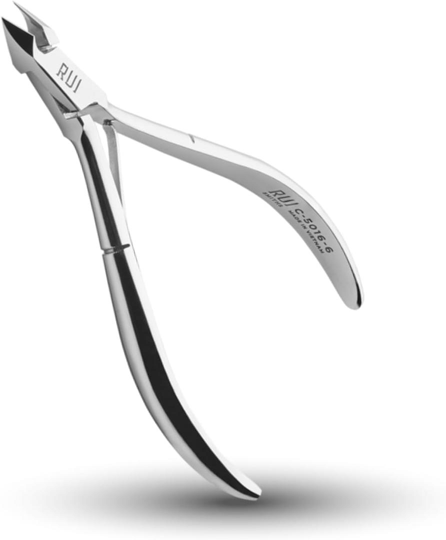 Rui Smiths Carbon Steel Cuticle Nippers - Professional Carbon Steel French Handle - 6mm Jaw, Single Spring