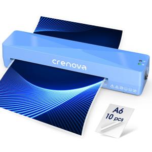 Crenova Laminator Machine with 10 Laminating Sheets, A4 Laminating Machine Hot & Cold with Fast Warm Technology, Thermal Laminator 9 Inch for Home Office School Business Blue