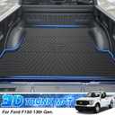 T TGBROS Truck Bed Mat for Ford F150 /F-150 Lightning 2015-2024 2025 All Weather 5.5FT Cargo Bed Liner Rear Trunk Liner for F-150 Accessories Black Non-Slip