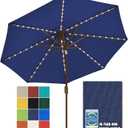 EliteShade USA 10-Year-Non-Fading 9ft Market Patio Umbrella, Commercial Grade Table Sun Umbrella with 80 Solar LED Lights, Crank Open, Windproof & UPF 50+ UV Protection for Garden, Deck, Pool, Backyard, Navy Blue