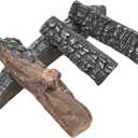 Skyflame Small Gas Fireplace Logs - 4 Pcs Ceramic Wood Logs and Accessories for All Types of Indoor Gas Inserts, Ventless, Propane, Gel, Ethanol, Electric or Outdoor Fireplaces & Fire Pits