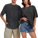 rosemia Oversized Tshirts for Men Vintage Short Sleeve Shirts Acid Wash Basic Tees (Black, S)
