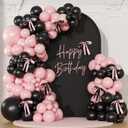 Pink Black Balloon Garland Arch Kit, 141Pcs Pink and Black Balloons Different Sizes 18 10 5 Inch and Bows for Coquette Birthday Wedding Baby Shower Bridal Shower Party Decorations